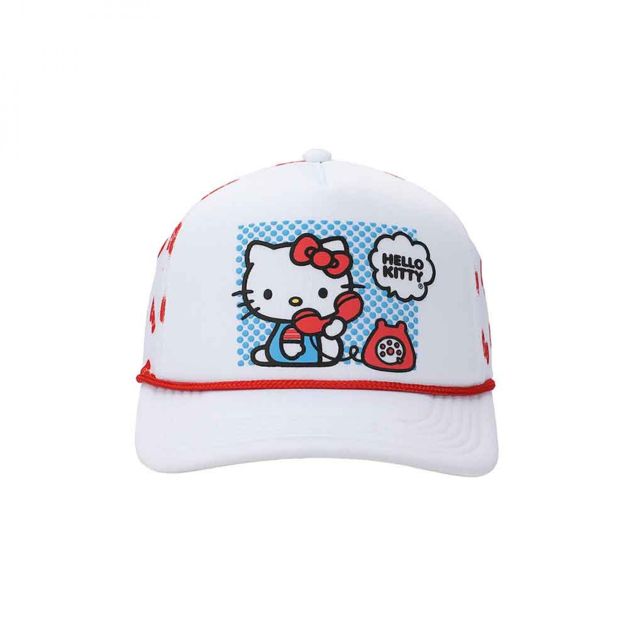 Hello Kitty on Dial Phone Printed Mesh Trucker Hat